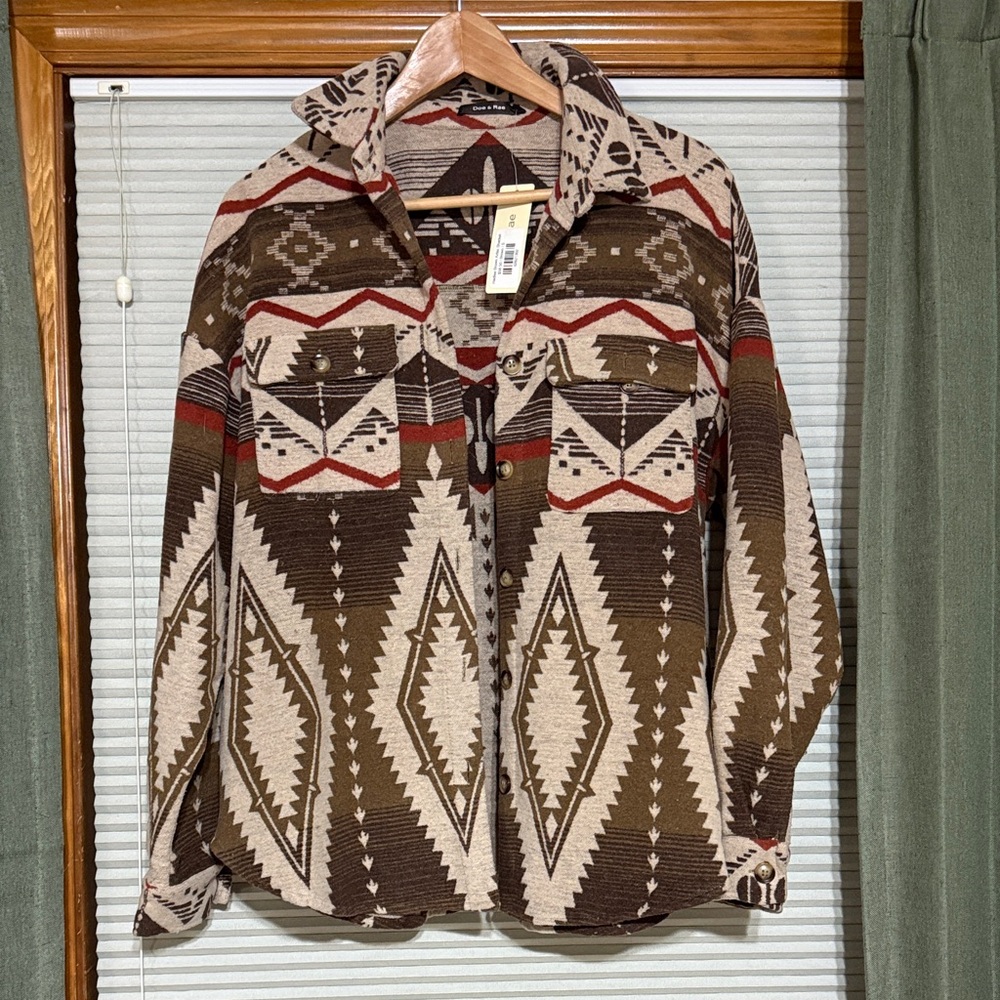 Doe & Rae Hadlee Aztec Print Shacket